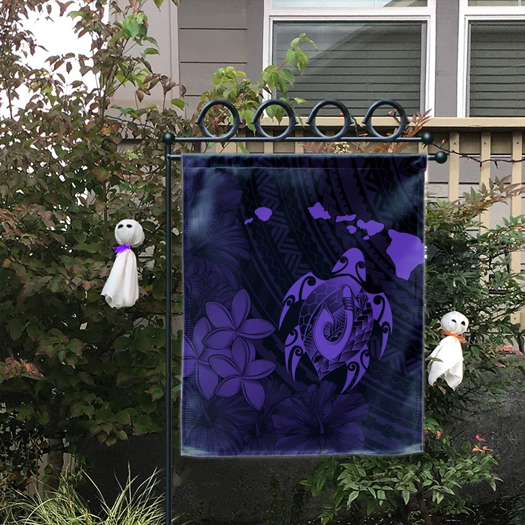 Hawaiian Map Turtle Plumeria Hibiscus Fish Hook Polynesian Flag Purple - AH - Polynesian Pride