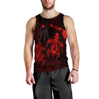 Hawaiian Map Turtle Plumeria Hibiscus Fish Hook Polynesian Tank Top Red - AH Black - Polynesian Pride