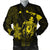 Hawaiian Map Turtle Plumeria Hibiscus Fish Hook Polynesian Bomber Jacket Yellow - AH Black Unisex - Polynesian Pride