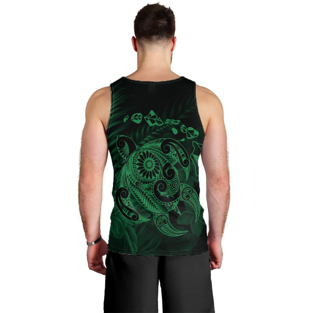 Hawaiian Map Turtle Tattoo Hibiscus Plumeria Polynesian Tank Top - Green - AH - Polynesian Pride