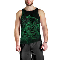 Hawaiian Map Turtle Tattoo Hibiscus Plumeria Polynesian Tank Top - Green - AH Black - Polynesian Pride
