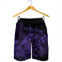 Hawaiian Map Turtle Tattoo Hibiscus Plumeria Polynesian Men's Shorts - Purple - AH - Polynesian Pride