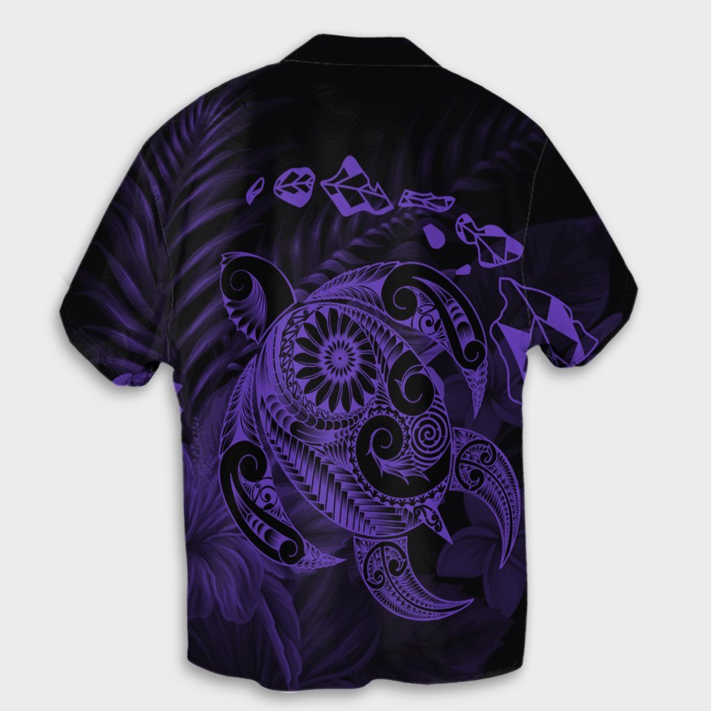 Hawaiian Map Turtle Tattoo Hibiscus Plumeria Polynesian Hawaiian Shirt - Purple - AH - Polynesian Pride