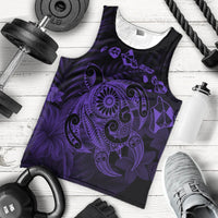 Hawaiian Map Turtle Tattoo Hibiscus Plumeria Polynesian Tank Top - Purple - AH - Polynesian Pride