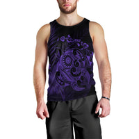 Hawaiian Map Turtle Tattoo Hibiscus Plumeria Polynesian Tank Top - Purple - AH Black - Polynesian Pride