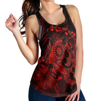 Hawaiian Map Turtle Tattoo Hibiscus Plumeria Polynesian Racerback Tank - Red - AH - Polynesian Pride