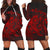 Hawaiian Map Turtle Tattoo Hibiscus Plumeria Polynesian Hoodie Dress - Red - AH Black - Polynesian Pride