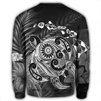 Hawaiian Map Turtle Tattoo Hibiscus Plumeria Polynesian Sweatshirt - White - AH - Polynesian Pride