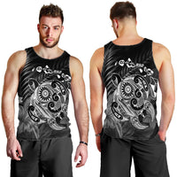 Hawaiian Map Turtle Tattoo Hibiscus Plumeria Polynesian Tank Top - White - AH - Polynesian Pride