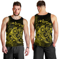 Hawaiian Map Turtle Tattoo Hibiscus Plumeria Polynesian Tank Top - Yellow - AH - Polynesian Pride