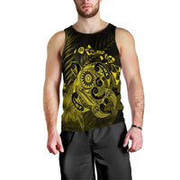 Hawaiian Map Turtle Tattoo Hibiscus Plumeria Polynesian Tank Top - Yellow - AH Black - Polynesian Pride