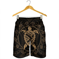 Hawaiian Map Turtle Wave Polynesian Men's Shorts Gold - AH - Polynesian Pride