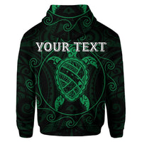 Custom Hawaiian Map Turtle Wave Polynesian Hoodie Green - Polynesian Pride