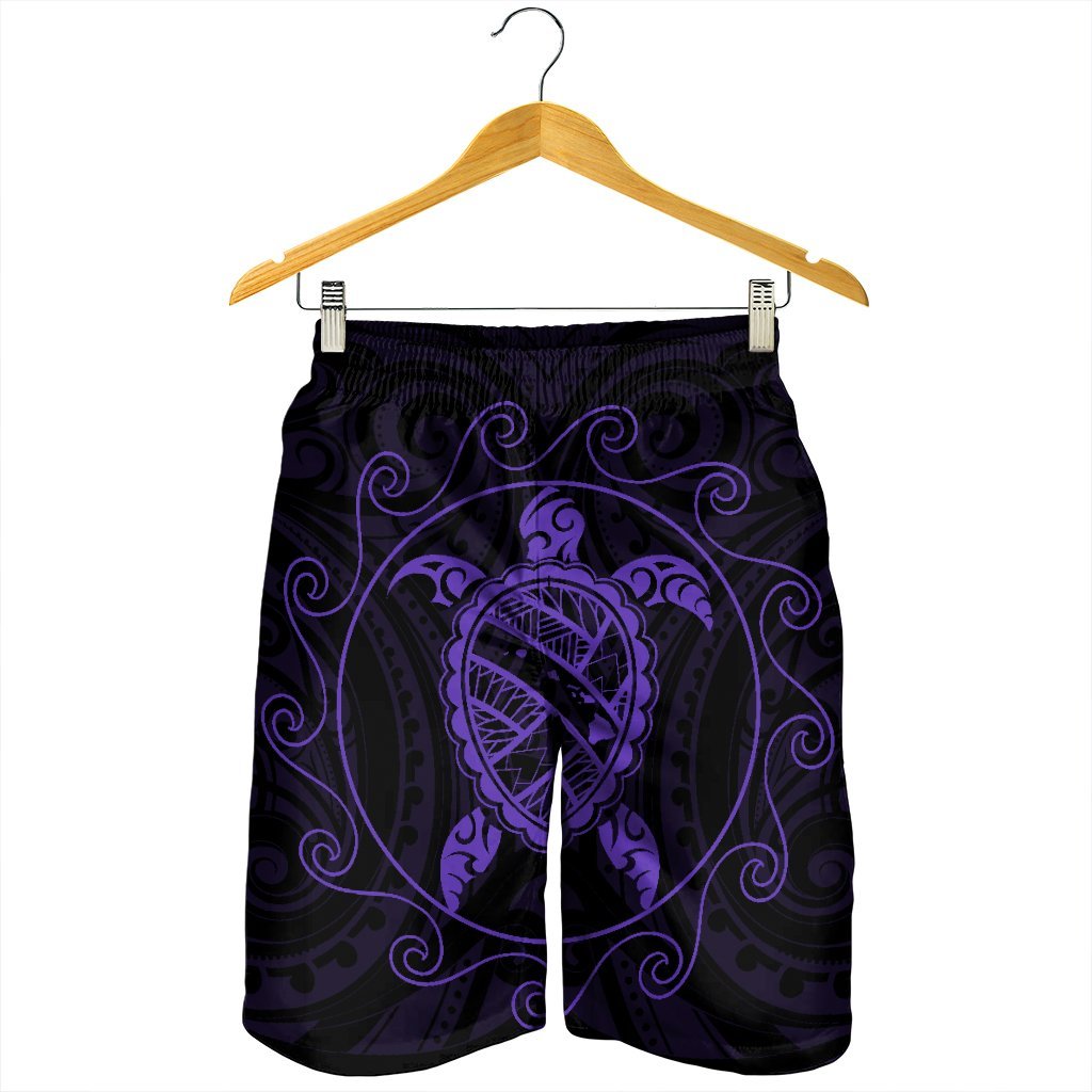 Hawaiian Map Turtle Wave Polynesian Men's Shorts Purple - AH - Polynesian Pride