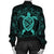 Hawaiian Map Turtle Wave Polynesian Bomber Jacket Turquoise - AH - Polynesian Pride