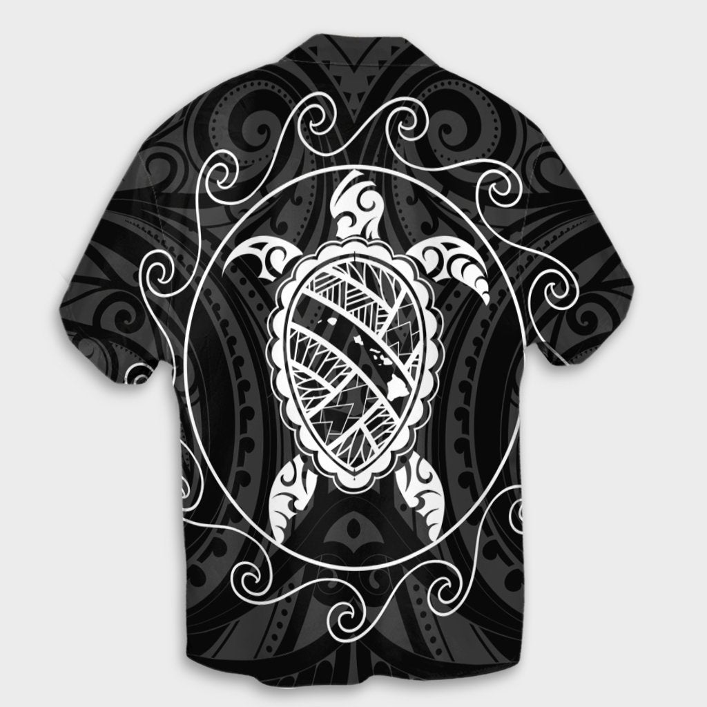Hawaiian Map Turtle Wave Polynesian Hawaiian Shirt White - AH - Polynesian Pride