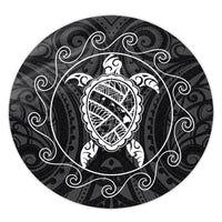 Hawaiian Map Turtle Wave Polynesian Round Carpet White - AH Round Carpet Luxurious Plush - Polynesian Pride