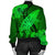 Hawaiian Map Whale Swim Hibiscus Polynesian Bomber Jacket - Green - AH - Polynesian Pride