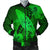 Hawaiian Map Whale Swim Hibiscus Polynesian Bomber Jacket - Green - AH Black Unisex - Polynesian Pride