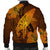 Hawaiian Map Whale Swim Hibiscus Polynesian Bomber Jacket - Orange - AH - Polynesian Pride