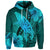 Custom Hawaiian Map Whale Swim Hibiscus Polynesian Hoodie Turquoise - Polynesian Pride