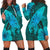 Hawaiian Map Whale Swim Hibiscus Polynesian Hoodie Dress - Turquoise - AH Black - Polynesian Pride