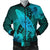 Hawaiian Map Whale Swim Hibiscus Polynesian Bomber Jacket - Turquoise - AH Black Unisex - Polynesian Pride