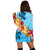 Hawaiian Ocean Turtle Plumeria And Hibiscus Polynesian Hoodie Dress - AH - Polynesian Pride