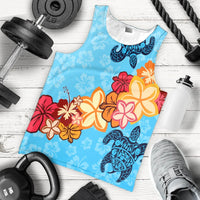 Hawaiian Ocean Turtle Plumeria And Hibiscus Polynesian Tank Top - AH - Polynesian Pride