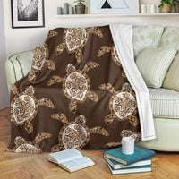 Hawaiian Old School Turtle Premium Blankets - AH White - Polynesian Pride