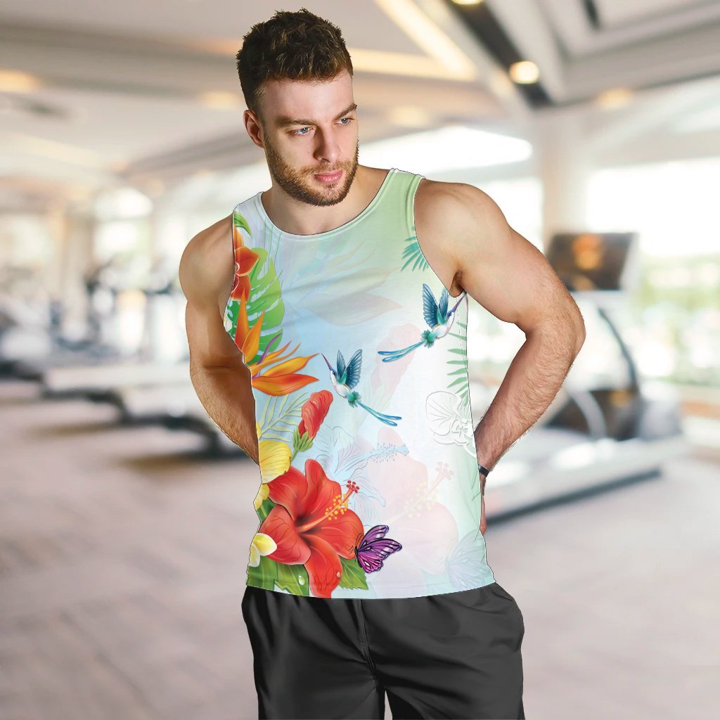 Hawaiian Orchids Strelitzia Hibiscus Plumeria Hummingbirds Polynesian Tank Top - AH - Polynesian Pride