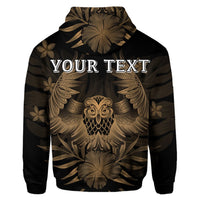 Custom Hawaiian Owl Hibiscus Plumeria Polynesian Hoodie Gold - Polynesian Pride