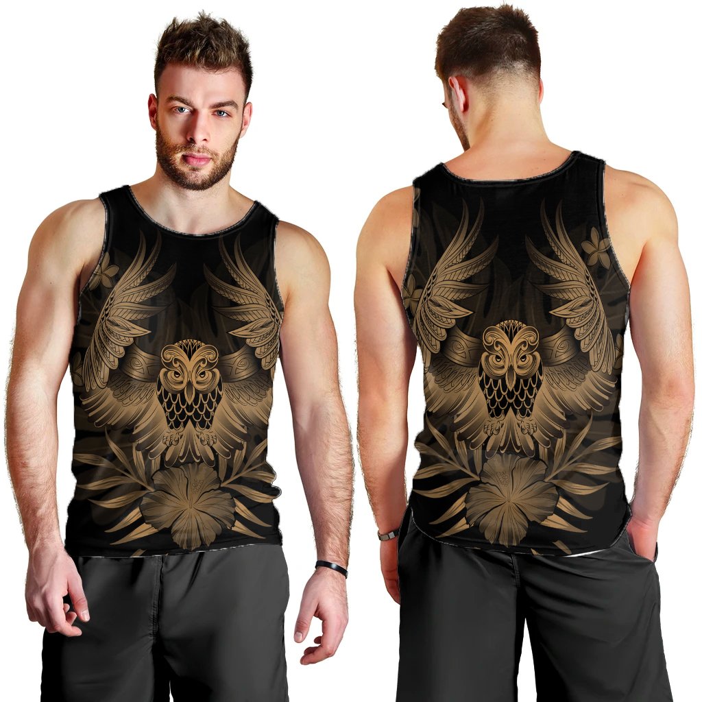 Hawaiian Owl Hibiscus Plumeria Polynesian Tank Top - Gold - AH - Polynesian Pride