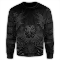 Hawaiian Owl Hibiscus Plumeria Polynesian Sweatshirt - Gray - AH - Polynesian Pride