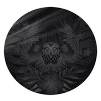 Hawaiian Owl Hibiscus Plumeria Polynesian Round Carpet - Gray - AH Round Carpet Luxurious Plush - Polynesian Pride