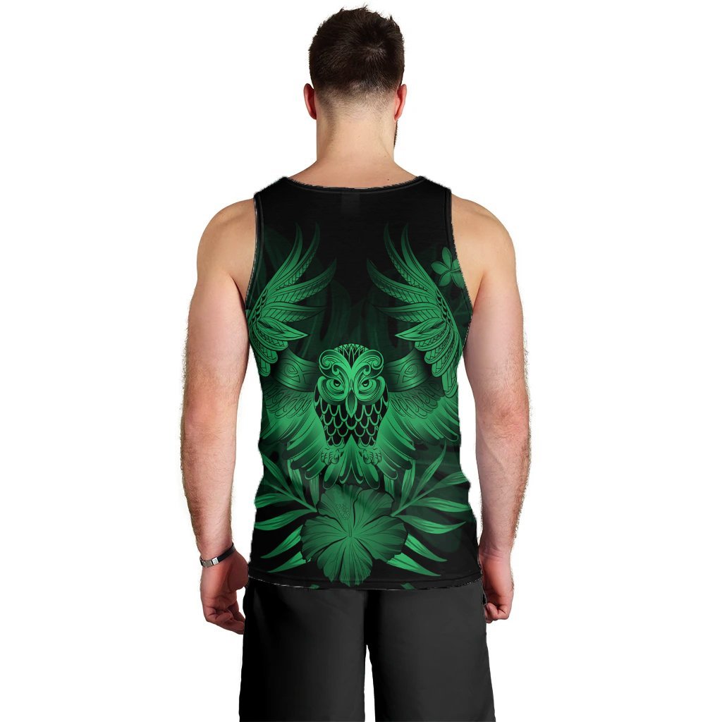 Hawaiian Owl Hibiscus Plumeria Polynesian Tank Top - Green - AH - Polynesian Pride