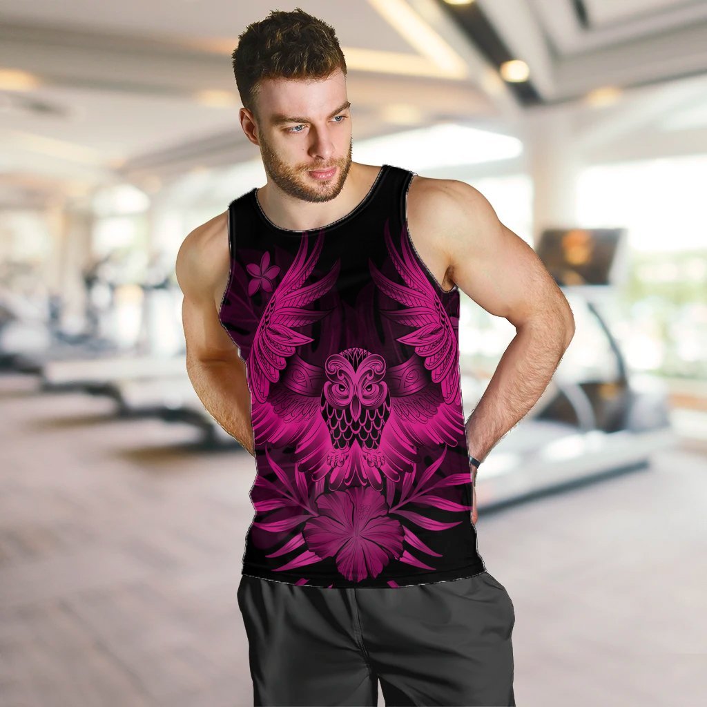 Hawaiian Owl Hibiscus Plumeria Polynesian Tank Top - Pink - AH - Polynesian Pride