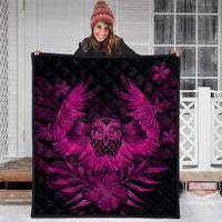 Hawaiian Owl Hibiscus Plumeria Polynesian Premium Quilts - Pink - AH - Polynesian Pride