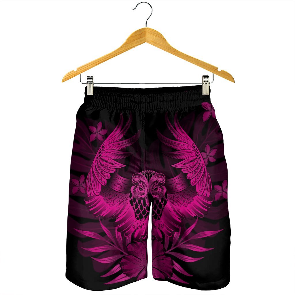 Hawaiian Owl Hibiscus Plumeria Polynesian Men's Shorts - Pink - AH - Polynesian Pride