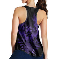 Hawaiian Owl Hibiscus Plumeria Polynesian Racerback Tank - Purple - AH - Polynesian Pride