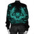 Hawaiian Owl Hibiscus Plumeria Polynesian Bomber Jacket - Turquoise - AH - Polynesian Pride