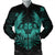 Hawaiian Owl Hibiscus Plumeria Polynesian Bomber Jacket - Turquoise - AH Black Unisex - Polynesian Pride