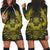 Hawaiian Owl Hibiscus Plumeria Polynesian Hoodie Dress - Yellow - AH Black - Polynesian Pride