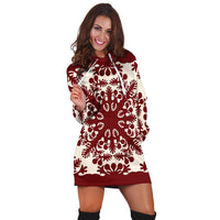 Hawaiian Palm Tree Quilt Tradition Red Hoodie Dress - AH - Polynesian Pride