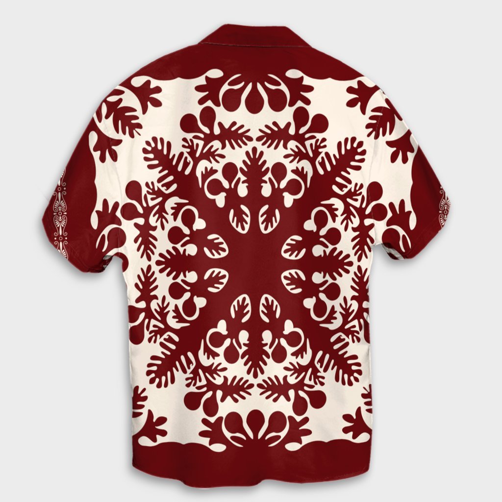 Hawaiian Palm Tree Quilt Tradition Red Hawaiian Shirt - AH - Polynesian Pride