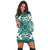 Hawaiian Palm Tree Quilt Tradition Turquoise Hoodie Dress - AH - Polynesian Pride