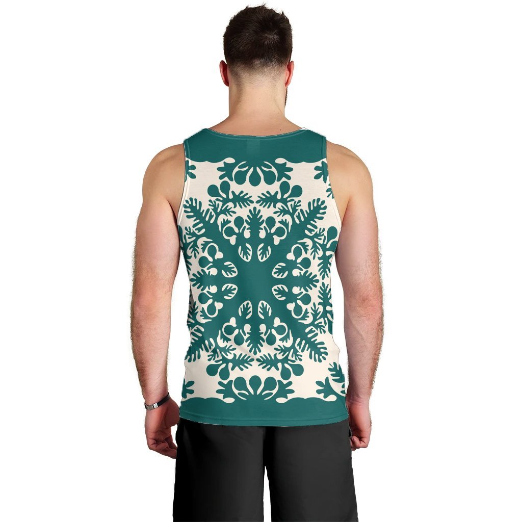 Hawaiian Palm Tree Quilt Tradition Turquoise Tank Top - AH - Polynesian Pride