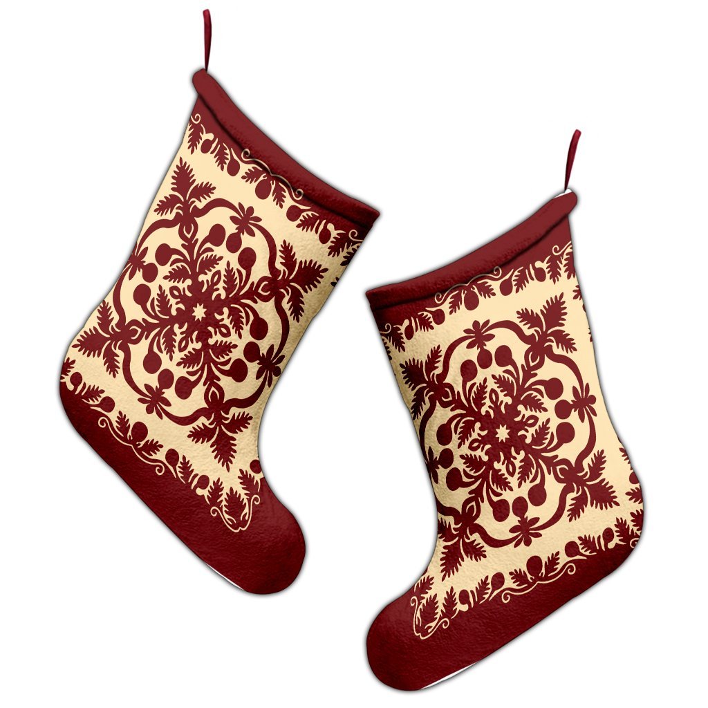Hawaiian Palm Tree Quilt Vintage Christmas Stocking - AH - Polynesian Pride
