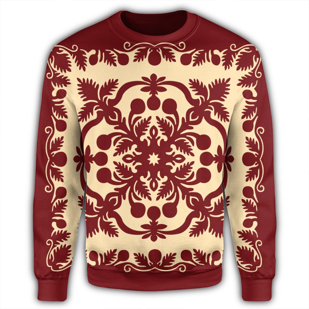 Hawaiian Palm Tree Quilt Vintage Sweatshirt - AH - Polynesian Pride