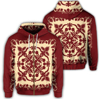 Hawaiian Palm Tree Quilt Vintage Zip Hoodie Unisex Art - Polynesian Pride